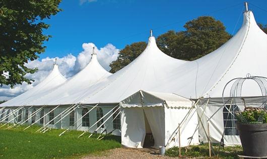 high-quality portable toilets stationed at a wedding, meeting the needs of guests throughout the outdoor reception in Lake Lure